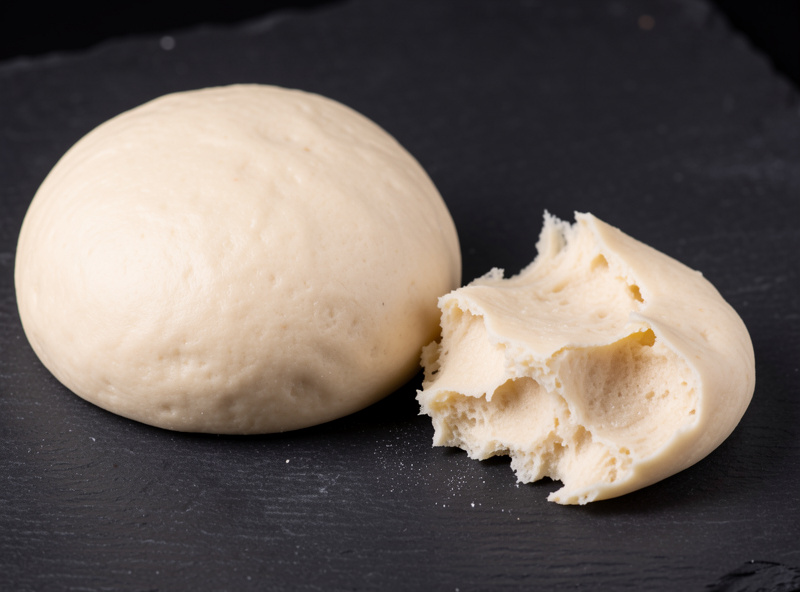 Two dough balls compared, one smooth and well developed, one rough and under-developed